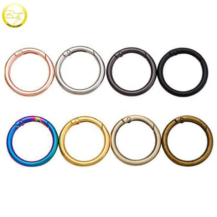 Round Oval Eye Shape Swivel Spring Clasp Push Gate Rings in Alloy and Zinc for Charm Holder Connectors
