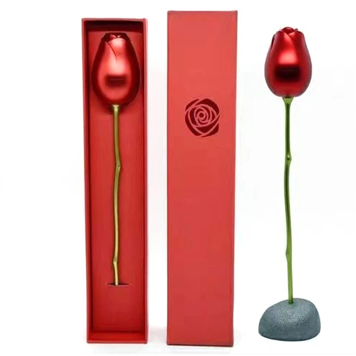 2025  New Rose Flower Jewelry PackagingLong Stem Rose Head Ring Box Metal Gift Box for Wedding Valentine's Day Gift