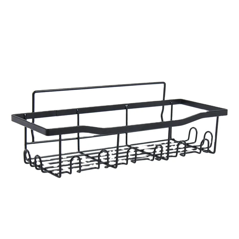 Punch-Free Wall-Mounted Metal Bathroom Rack Set Single Tier Glossy Finish Multifunction Toiletries Soap Storage for Bathroom