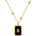 Stainless Steel Geometric square Big Crystal Pendant Necklace for Women New Luxury Good Quality Girls Clavicle Chain Jewelry