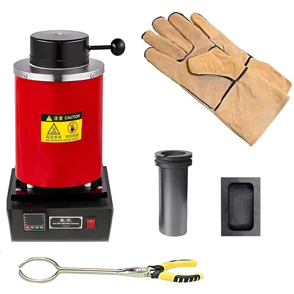 Mini Digital Electric Melt Furnace 3kg 2000F Graphite Crucible Oil Groove Melting Furnace for Gold Jewelry Tools Equipment