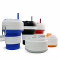 Portable Multi-color Silicone Collapsible Travel Cup Biodegradable Coffee Mug Reusable Silicone Camping Cups With Lid and Straw