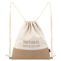 Custom logo Printed Eco Friendly Back Pack Natural Cotton Jute Canvas Stitching Drawstring Backpack Promotional Gift Sport Bag