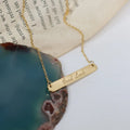 Wholesale Delicate Waterproof Women Good Luck Saying Text Pendant 18K Gold Custom Engraved Stainless Steel Bar Necklace