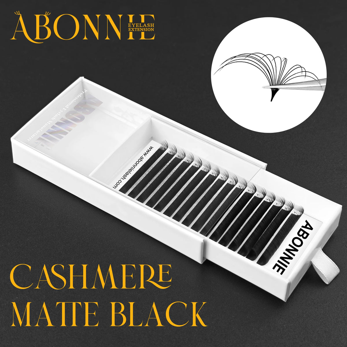 Abonnie Custom Fluffy Russian Volume Eyelash Dark Premium Fan Like Butter Velvet Lash Trays Matte Black Cashmere Lash Extensions MegaBDM