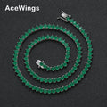 BC172 4MM 3 and 4Prong  Silver Plated Hip Hop CZ Brilliant Cut Tennis Link Chain Necklace Green Zircon Unisex Anniversary Gift