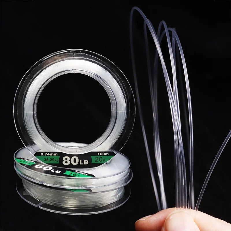 50M 100M Transparent Nylon Monofilament Fishing Line Super Strong Fishing Leader Line for Saltwater Freshwater