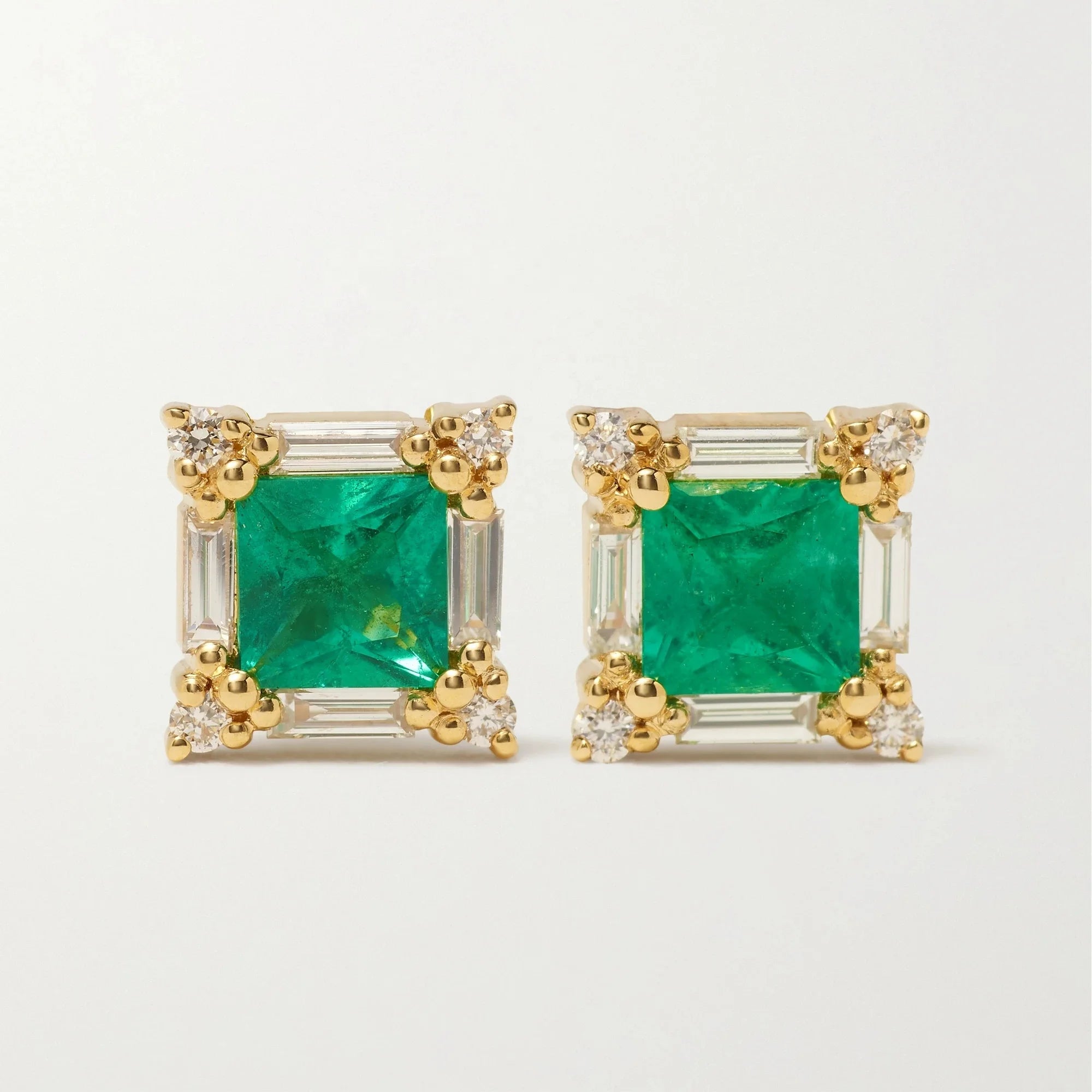 LOZRUNVE 18k Gold Jewelry Small Baguette Classic Stud Earring Sterling Silver 925