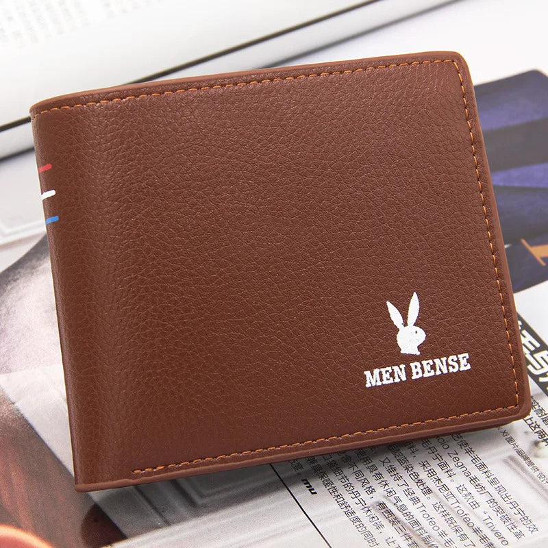 2022 Hot Sale Short Fashion Men's Open Polyester Lining Large Capacity Casual 3-Fold Slim Wallet