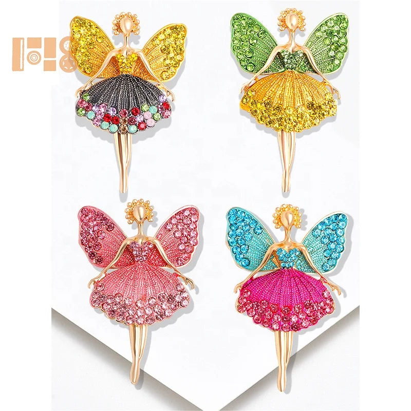Korean Style Crystal Ballet Girl Dance Corsage Wedding Brooch Pin