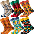 Wholesale Colorful Geometric Patterned Socks Men Unisex Classic Novelty Funky Happy Cotton Crew Socks