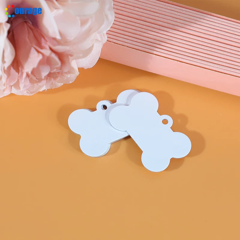 Double Sided Printing 1mm Thickness Bone Shape Sublimation Blanks Dog Tags White Aluminum Material
