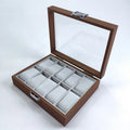 Hot Sale Retro Brown Wood 10-Slot Watch Organizer Box Convenient Storage Case with Window Lock for Watch Collection