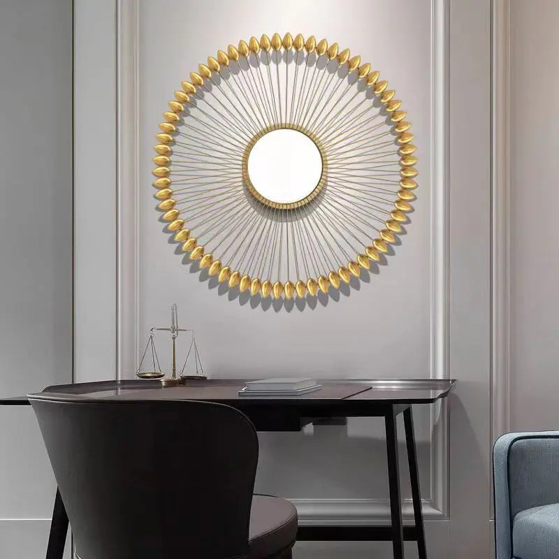 82cm Top Quality Iron Art Wall Decoration Porch Mirror Living Room  Large Wall Hanging Creative Home Wall Decoration