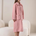 Women's Autumn and Winter New Arrival Thick Coral Fleece Bathrobe With Faux Lamb's Wool Overcoat Button Down Opening