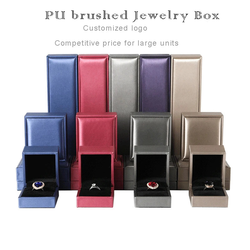 Custom Logo Brushed PU Leather Jewelry Box for Rings Bracelets Necklaces Earrings and Bangles Premium Gift Boxes