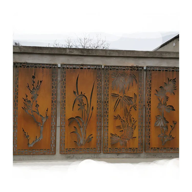 Contemporary Design Outdoor Carbon Steel Garden Screen Eco-friendly Weather Resistant Frameless Structure Room Divider