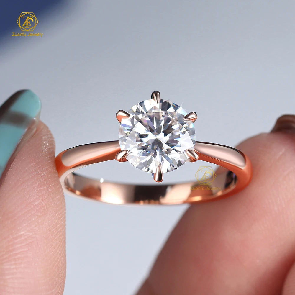 Fine Jewelry Rings 18K Gold Diamond Rings Women Engagement Round Brilliant Cut Lab Diamond Wedding Ring for Women
