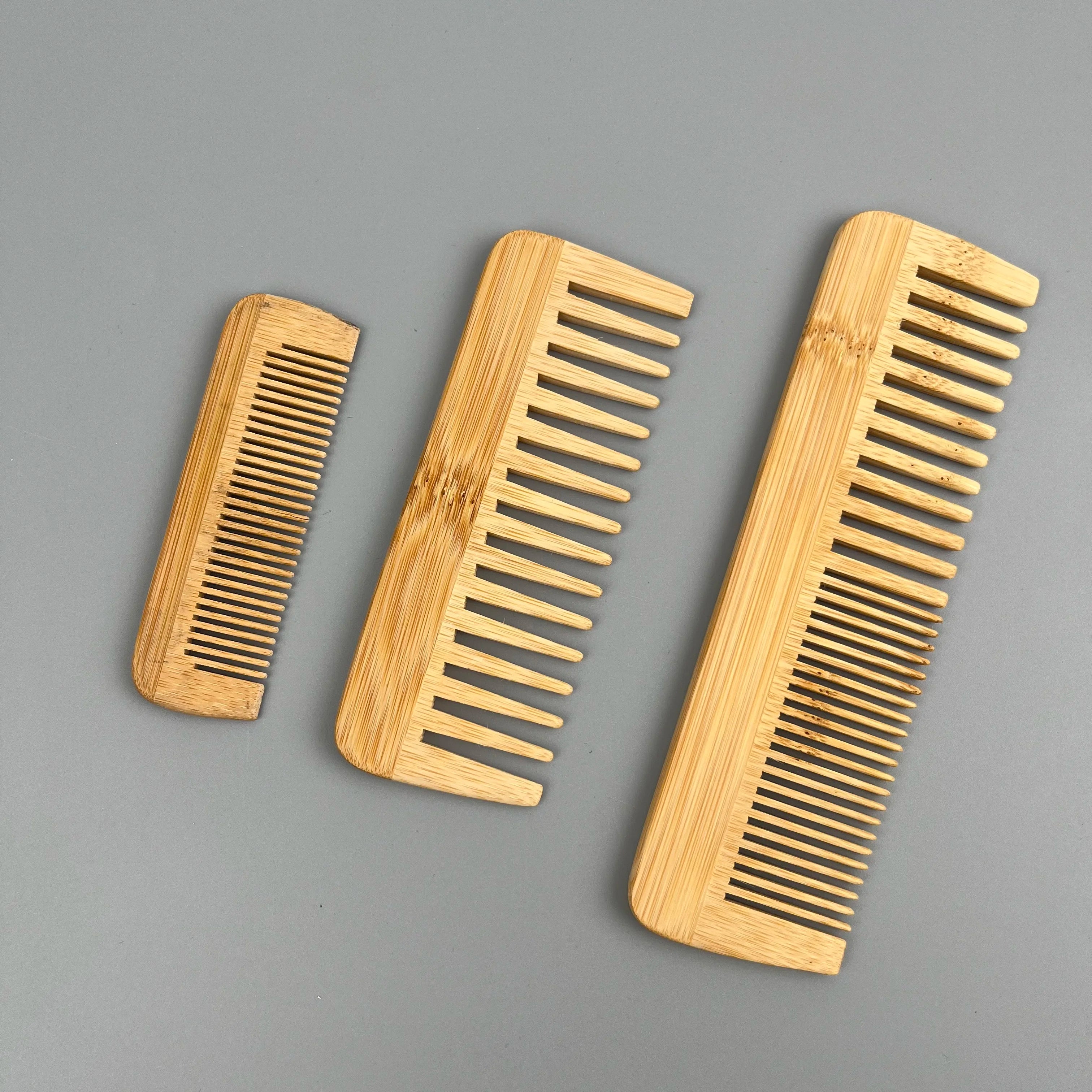 Eco-friendly Natural Bamboo Detangling Anti-Static Wide Tooth Comb for Women & Men Massage Hair Comb Personalized Wooden Comb