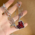 Wholesale New Fashion Punk Personality Dark Red Heart Necklace Ghost Claw Clavicle Chain Necklace for Women and Girls