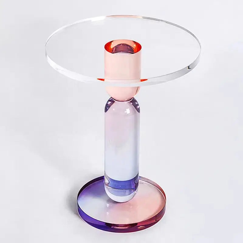 Round Transparent Gradient Acrylic Coffee Table for Bedroom and Living Room Home Furniture with Metal Material