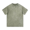 300Gsm Heavyweight Knitted Print Oversized Mineral Snow Wash T Shirt for Men Acid Washed