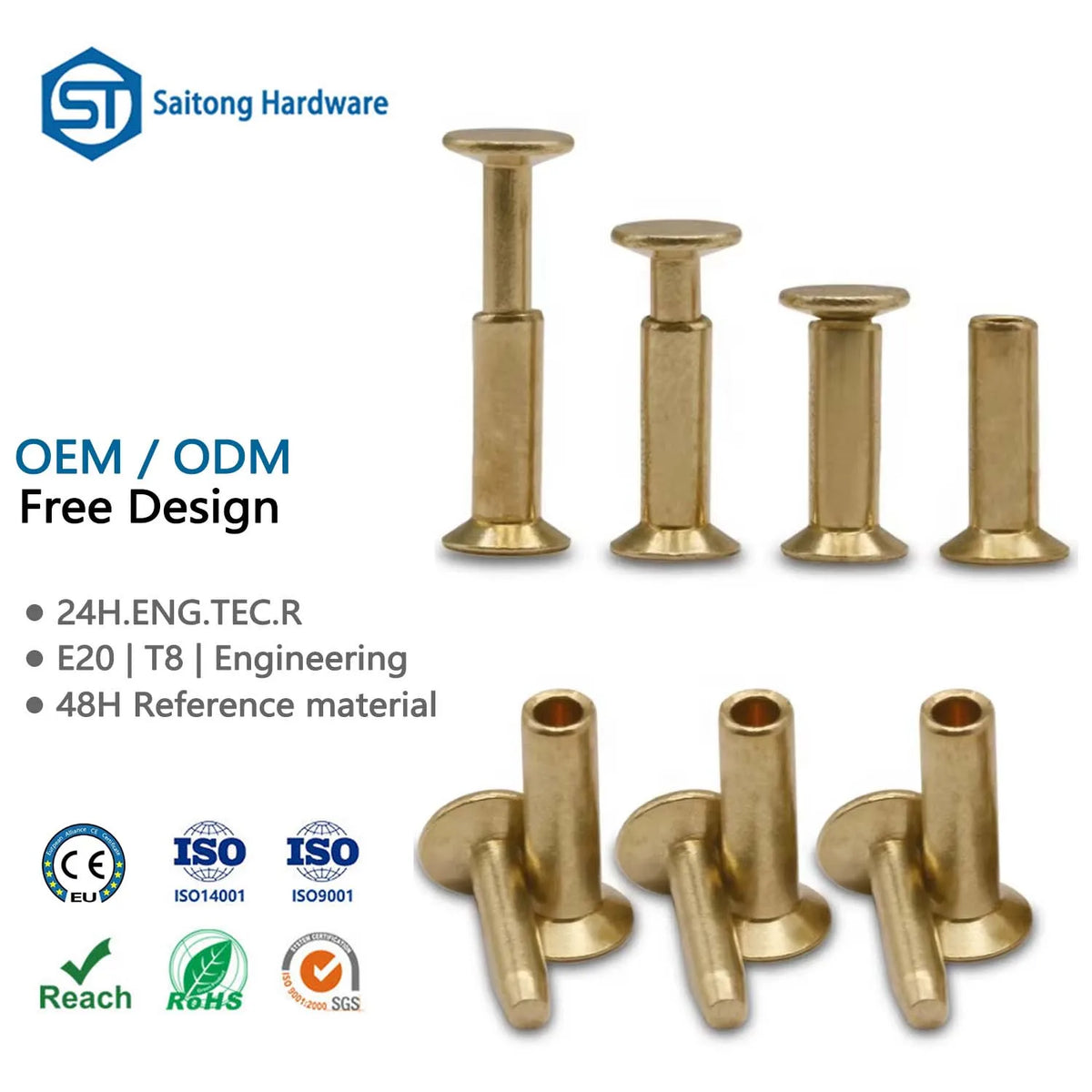 China Manufacturer's Semi Tubular Brass Rivets Hollow Rivets for Bus & Truck Brake Lining Knife Handle Knife Handle Rivets