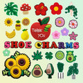 Kawaii Color Letters PVC Rubber Shoe Decorations Cherry Blossom Avocado Four-leaf Clover Fresh Style Shoe Charms