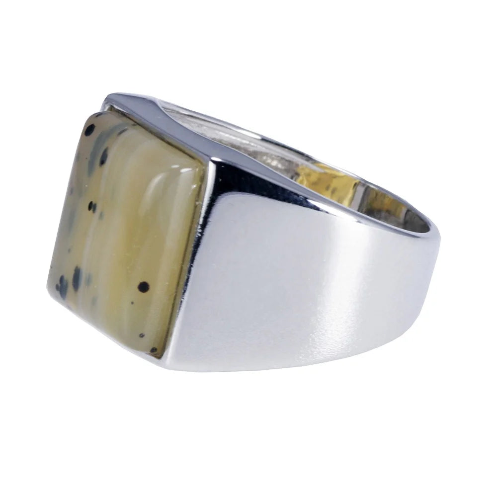 Sterling Silver 925 Simple Square Natural Onyx Stone Turkish Finger Ring Designs for Men