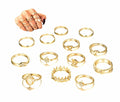 JC 13 Pcs Gem Crystal Jewelry Set Rings 2021 for Women  Fashion Wedding Gold Knuckle Stainless Steel Ring Set
