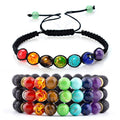 Wholesale 8mm Gemstone Natural Lava Stone Healing Bead Women Men Yoga 7 Chakra Bracelet Jewelry
