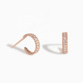 LOZrUNVE Small Pave Diamond CZ Bead Embedded Stud Hoop Earrings 925 Sterling Silver