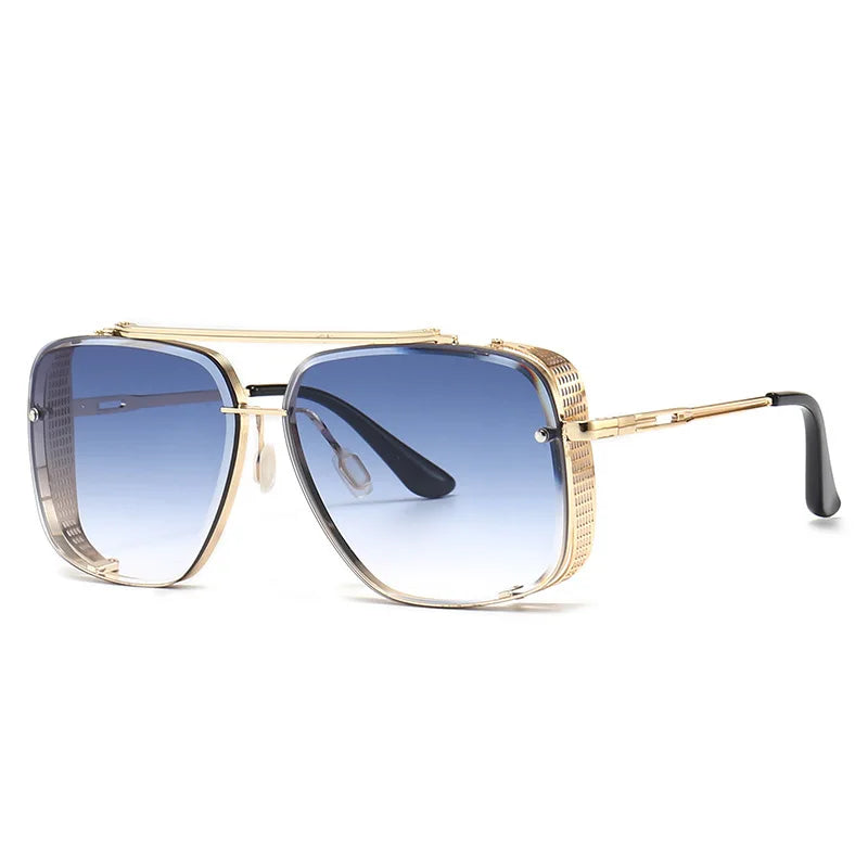 Europe and the United States New Double Beam Metal Cut Edge Sunglasses INS square Sunglasses