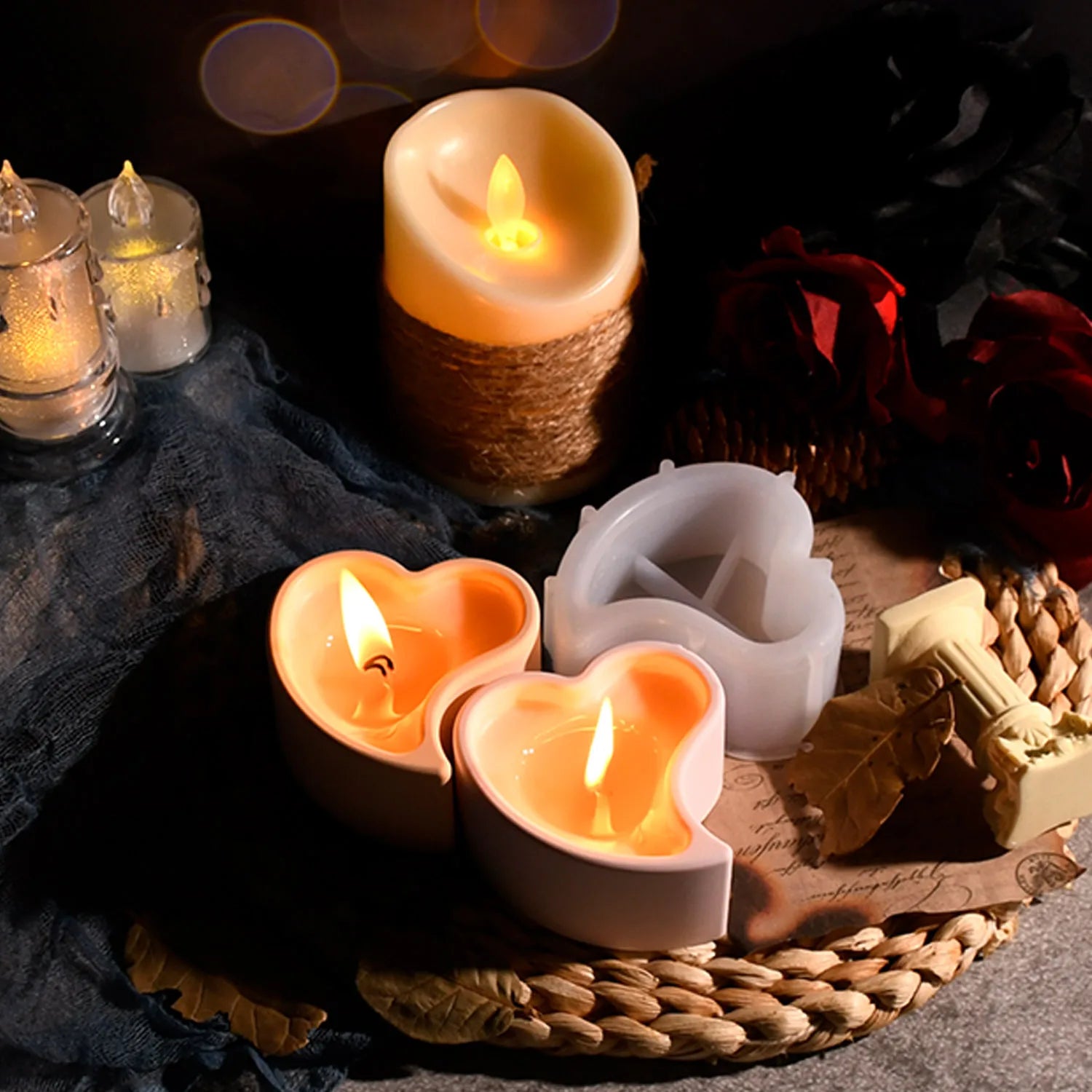 Diy Glue Mold Valentine's Day Series love Candle Cup Silicone Mold Gypsum Aromatherapy Storage