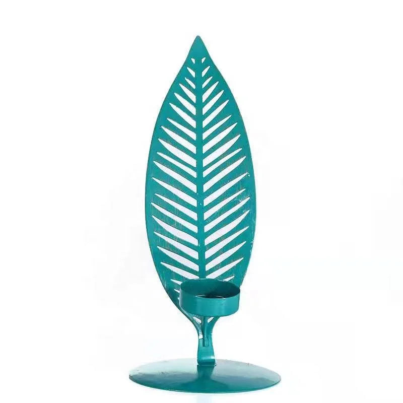 Home Decor Metal Candelabra Candlestick Elegant Candelabra Leaf Shape Candle Holder Stand