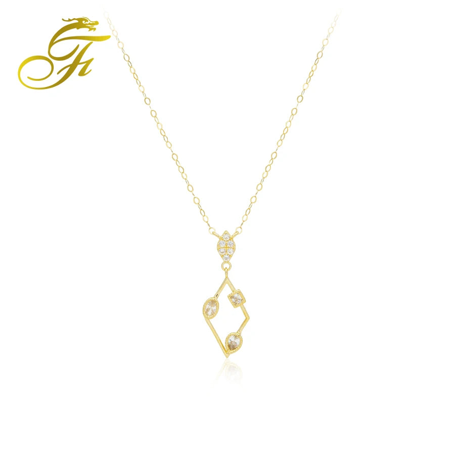18K Solid Gold Necklace with Link Chain Famous Brands' Personalized Choker Jewelry Making Necklace Wholesale