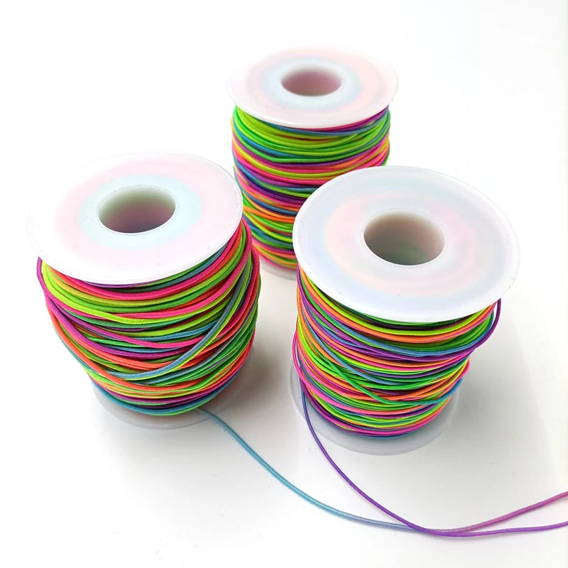2026 Stocked 1mm 1.2mm 1.5mm & 2mm Colored Elastic Latex String Bracelet for DIY Braided Cord for Shoes Bags Round Patterns