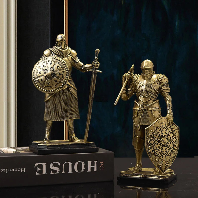 Armour Men's Resin Crafts Arts Statue Christian Home Decor Christian Knight Sculpture Anime Animal Painted Figurine for Souvenir