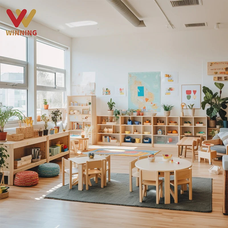 Montessori Daycare Kids Wooden Tables Chairs Children Nursery Furniture Set Preschool Kindergarten Table for Nursery Classroom