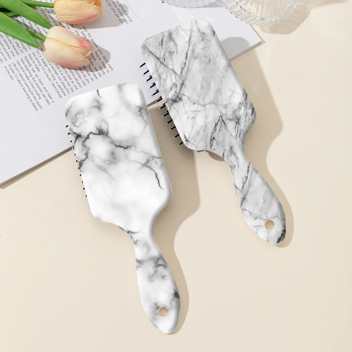 ZONZHU Natural Marble Pattern Printing Air Cushion  Anti-tangling Home Portable Hairdressing Comb for Women