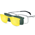 Ultra Lightweight Pure Titanium Clip-on Eyeglasses Square Polarized Glasses with Magnetic Attachment Premium Eyewear Frame