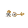 Cute Ball Studs Earrings 14K Real Solid Yellow Gold Lab Grown Diamond for Women Party Wedding Jewelry Gift