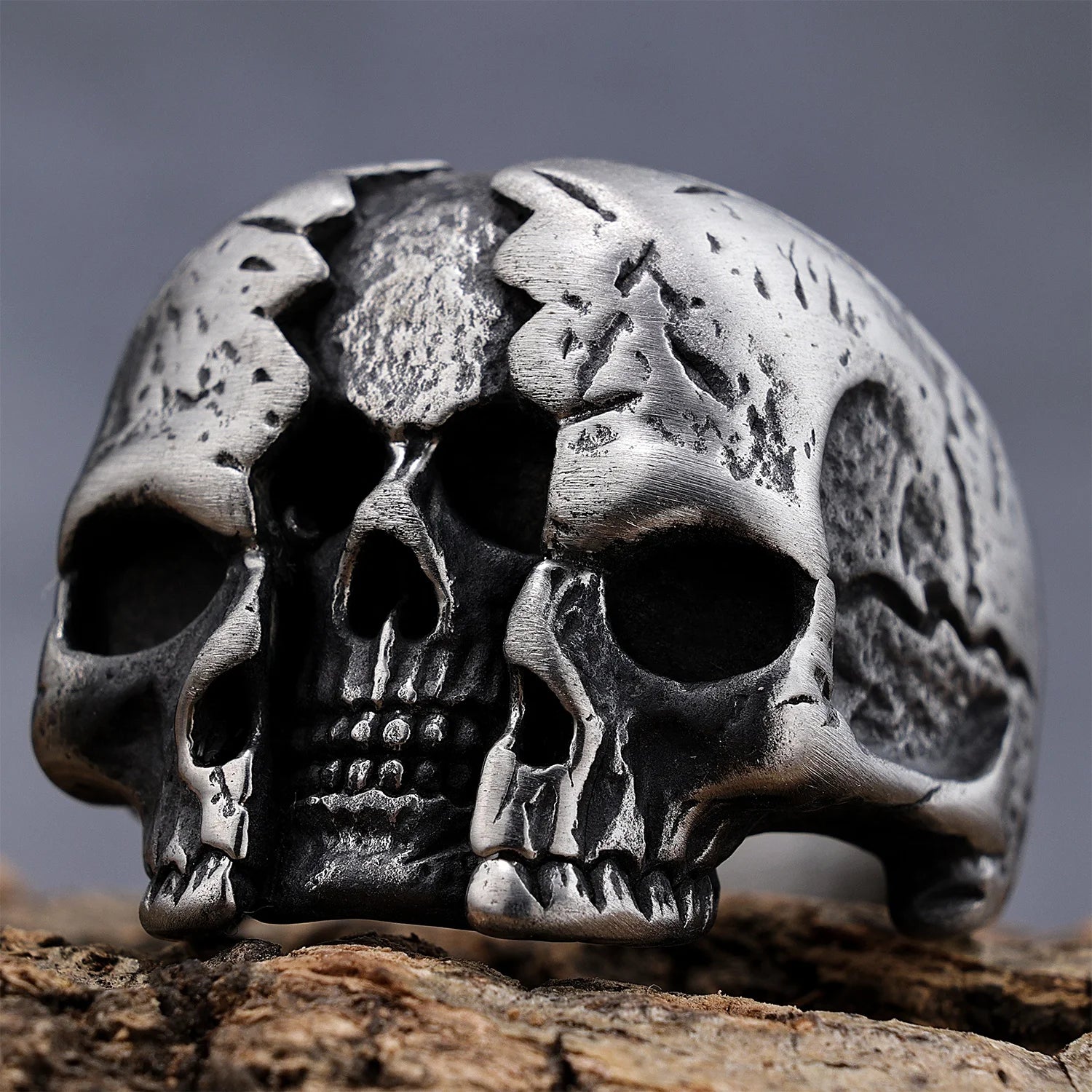 Custom Design Rock Roll Fashion Stainless Steel Multic Face Biker Skull Ring Gothic Punk Style Attractive Skull Ring