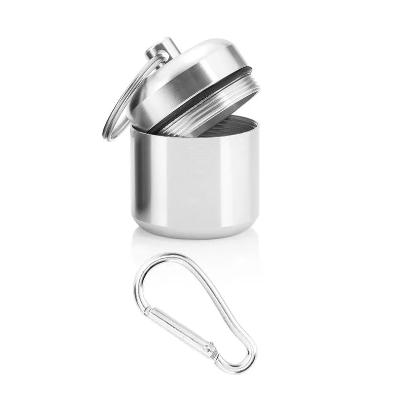 Aluminum Alloy Pill Container with Key Chain Waterproof Sealed Metal Pill Holders Bottle with Key Ring
