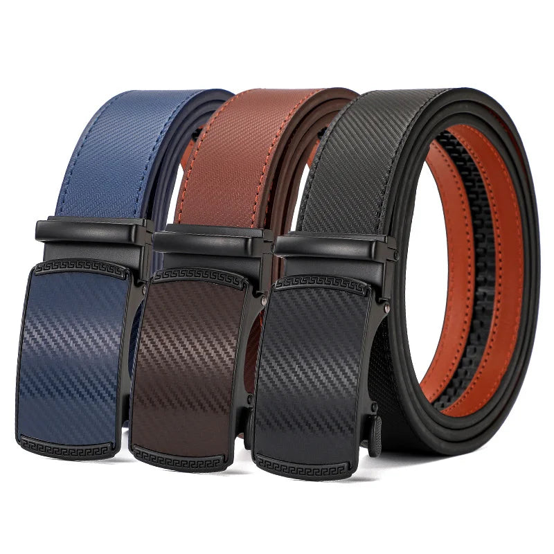 2025 New Fashion Factory Custom Multi Color Auto Lock Alloy Buckle Leather Genuine Luxury Belt for Men