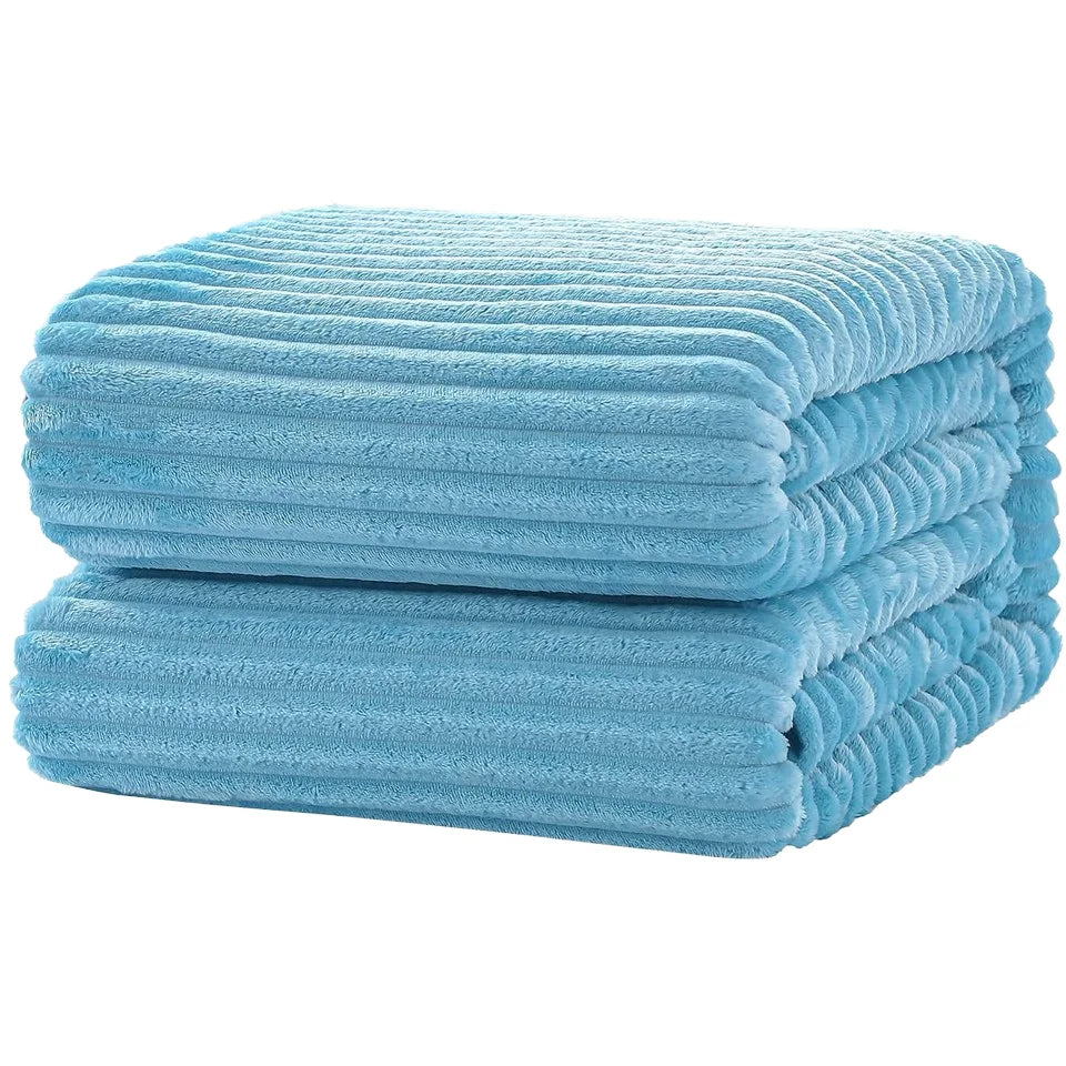 Modern Solid Color Floral Character Super Soft Dyed Polar Flannel Fleece 100% Polyester Striped Throw Plush Blanket for Sofa