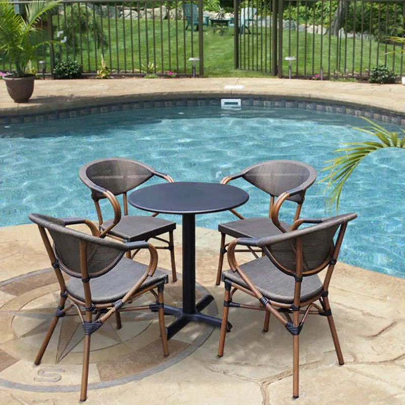 Modern Rust-Resistant Waterproof Aluminum French Commercial Chair Outdoor Restaurant Cafe Bedroom Park Kitchen Courtyard Metal