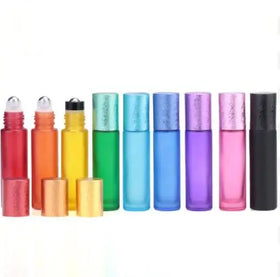 10ml Frost Color Glass Roll on Bottle Essential Oil Bottle with Steel Roller and Brushed Cover