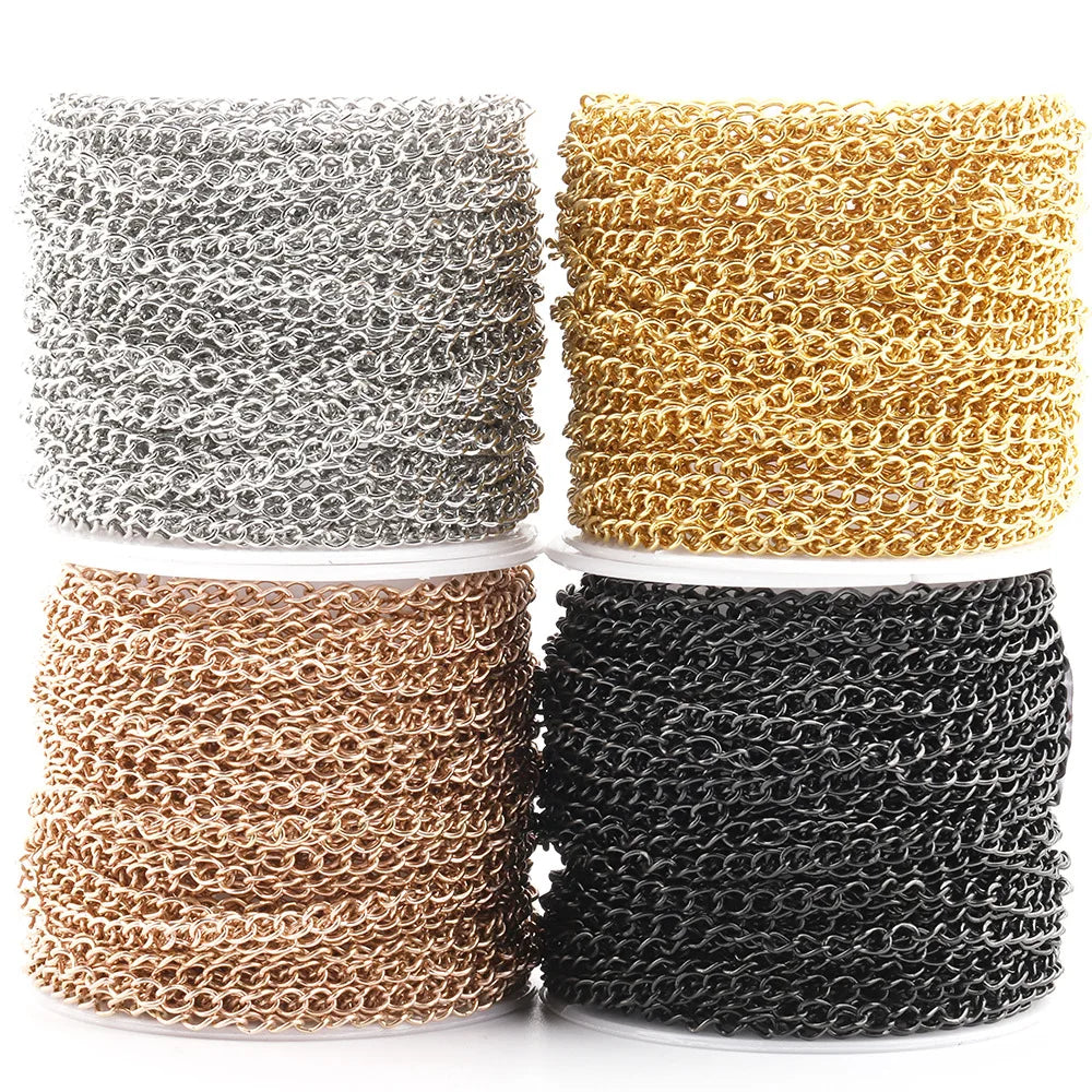 Stainless Steel Gold Plated Making Accessories 0.6*3mm Extender Chain Titanium Steel PVD DIY Extension Chain Jewelry Fittings