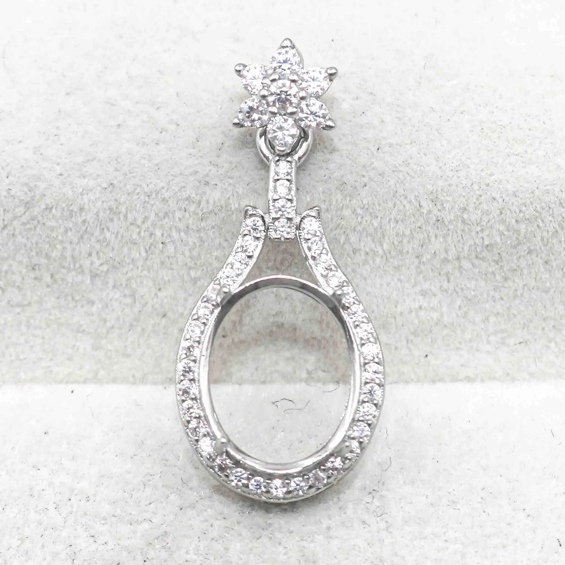 Sterling Silver 9*11mm Semi Mount Pendant Empty Frame Blank Support Setting S925 Base Holder Without Center Stone for DIY Inlay